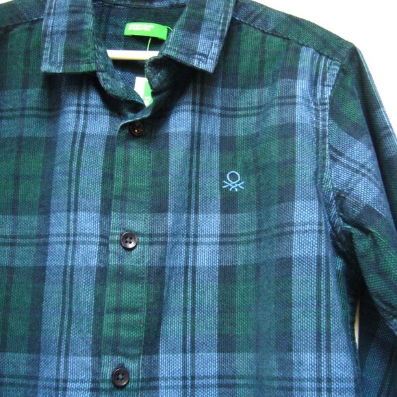 New United Colors of Benetton Boys Plaid Shirt Sz M - Picture 2 of 6
